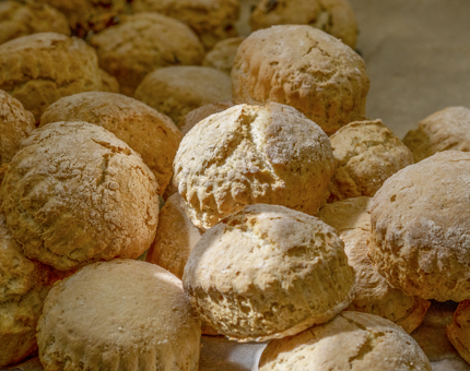 A tray of freshly baked scones. 