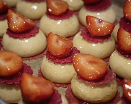 Miniature strawberry desserts for Fingal's Afternoon Tea. 