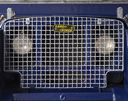 The front of a Landrover. 