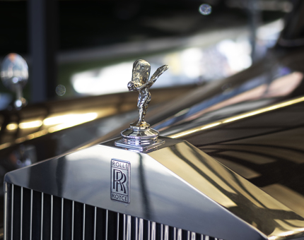 The Spirit of Ecstasy mascot sits atop the quayside Rolly-Royce.