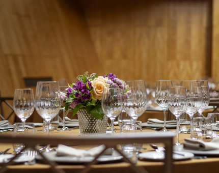 A table set up in the Ballroom