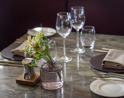 A table set in The Lighthouse Restaurant & Bar. 
