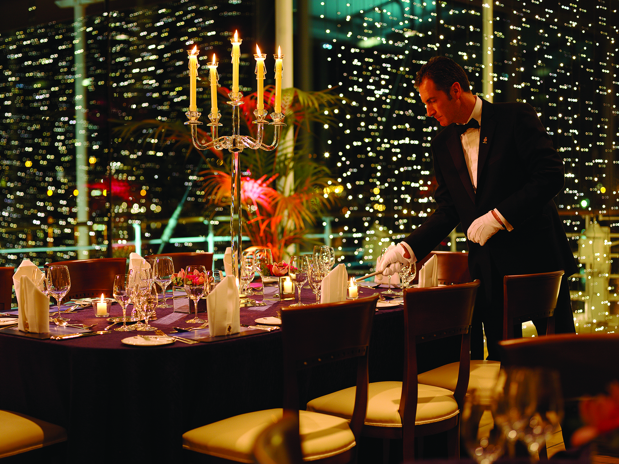 waiter setting up royal deck dinner royal yacht britannia