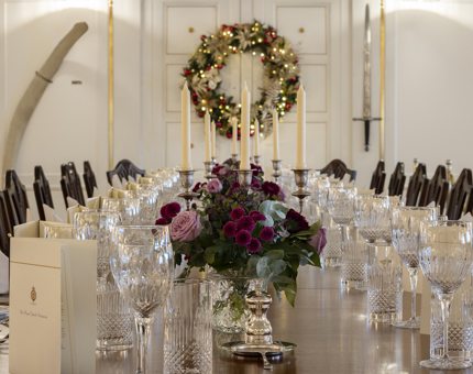 The State Dining Room decorated for Christmas. 