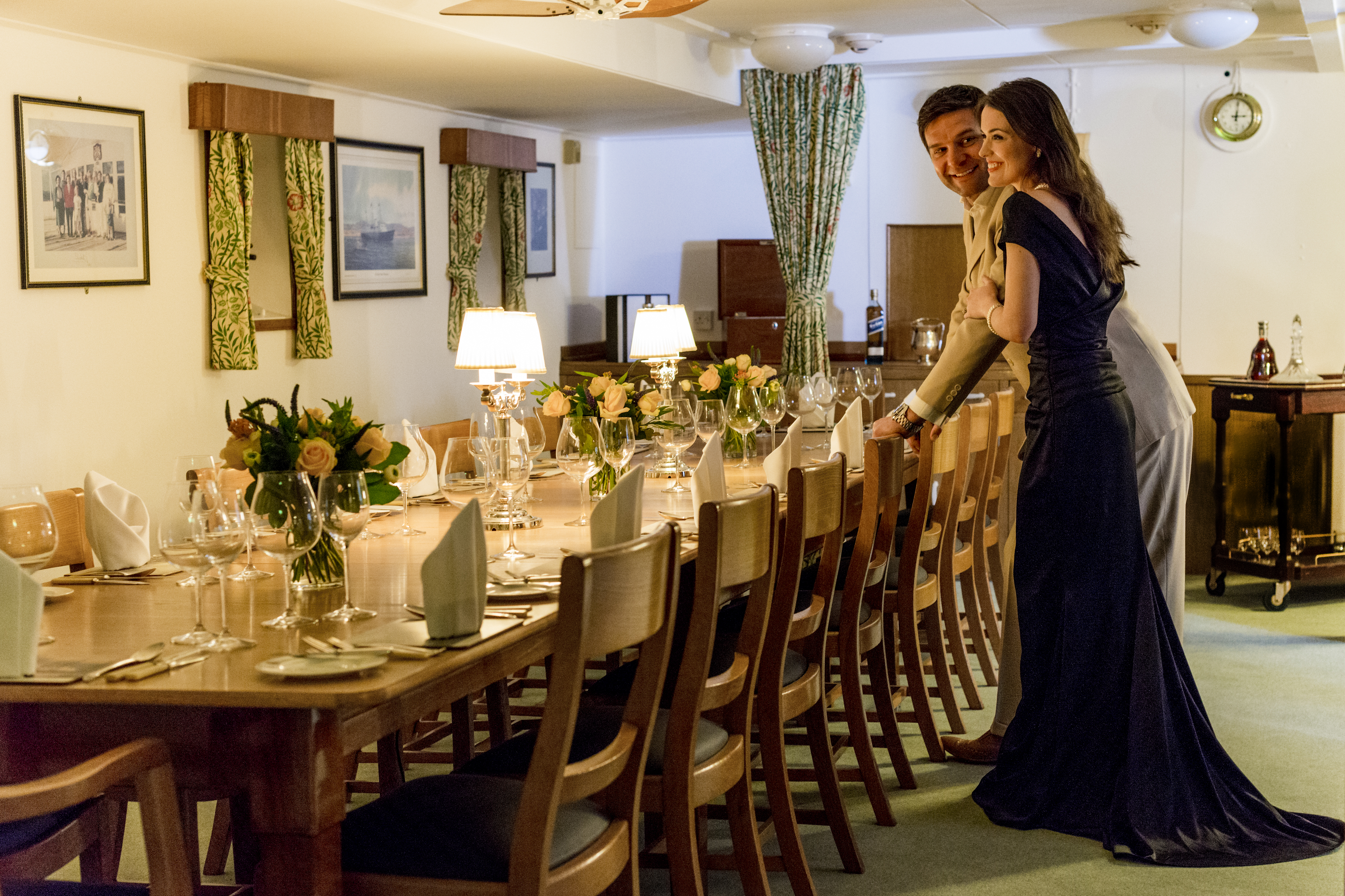 wardroom set table with couple royal yacht britannia