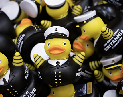 A close up of Admiral rubber Ducks
