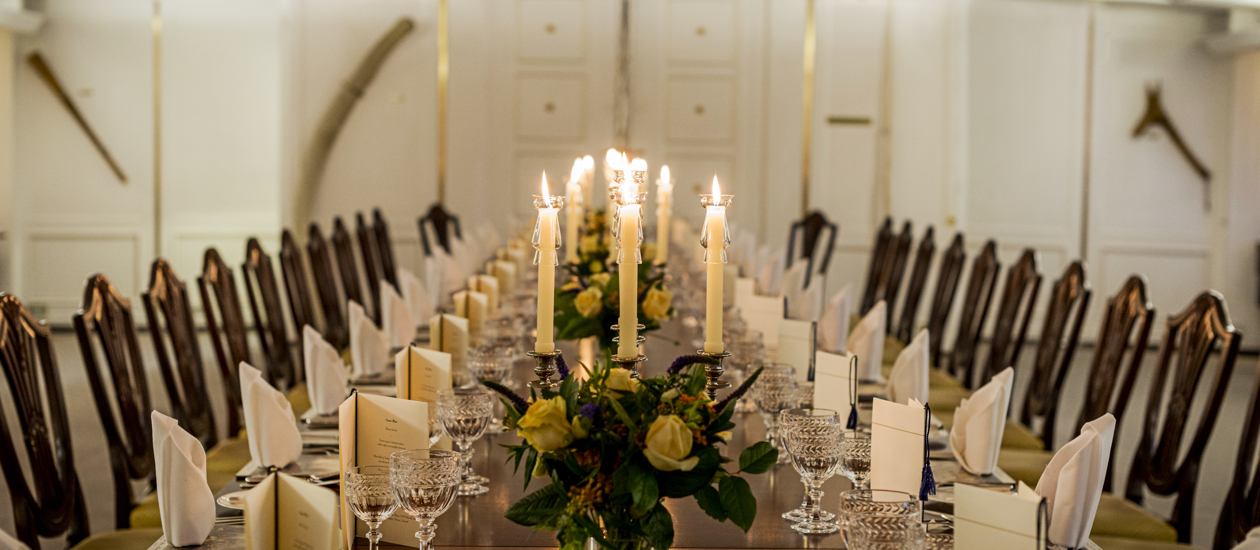 The table set in the State Dining Room. 