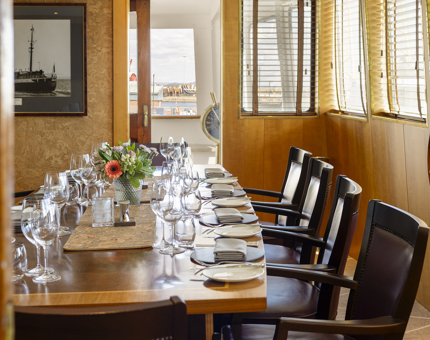 The Bridge aboard Fingal Hotel in Leith is set for dinner. 
