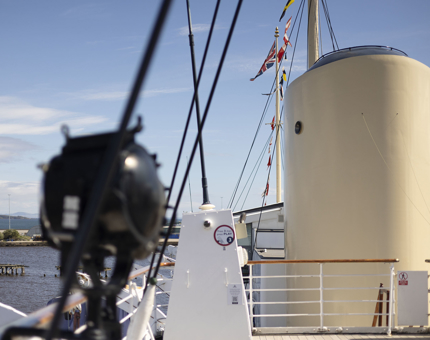 A view of Britannia's funnel from the Bridge.