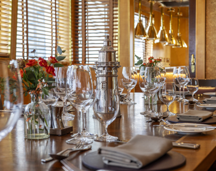 A table in Fingal's Bridge set for dinner. 