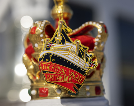 An embroidered Britannia ship hanging decoration from the Shop. 