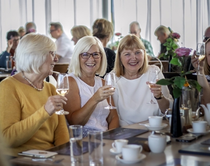 A group of Ladies enjoying a glass of fizz in the Tearoom