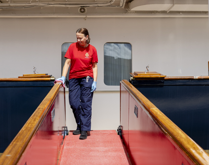 Housekeeper is Cleaning Royal Brow handrails