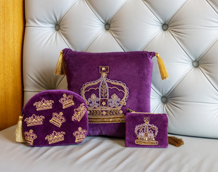 Purple Crown pillow, bag and purse products from the Shop
