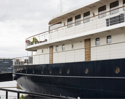 An exterior shot of Fingal Hotel in The Port of Leith. 