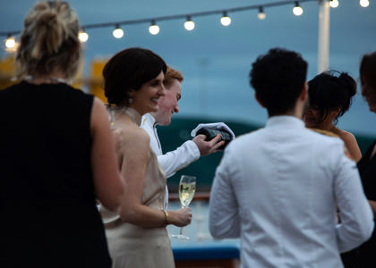 Evening image of a drinks reception