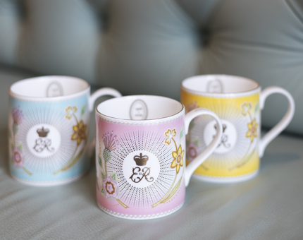 Commemorative mugs from the Royal Collection, celebrating 100 years since the birth of Queen Elizabeth II. 